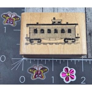 KidStamps Train Car Tracks Rail 1986 Rubber Stamp Wood #U64